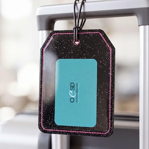Luggage Tag: Customizable with Clear Back ID Pocket - Machine Embroidery Digital Download
