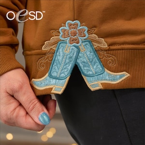 Split Seam Cowboy Boots Applique Machine Embroidery Digital Download