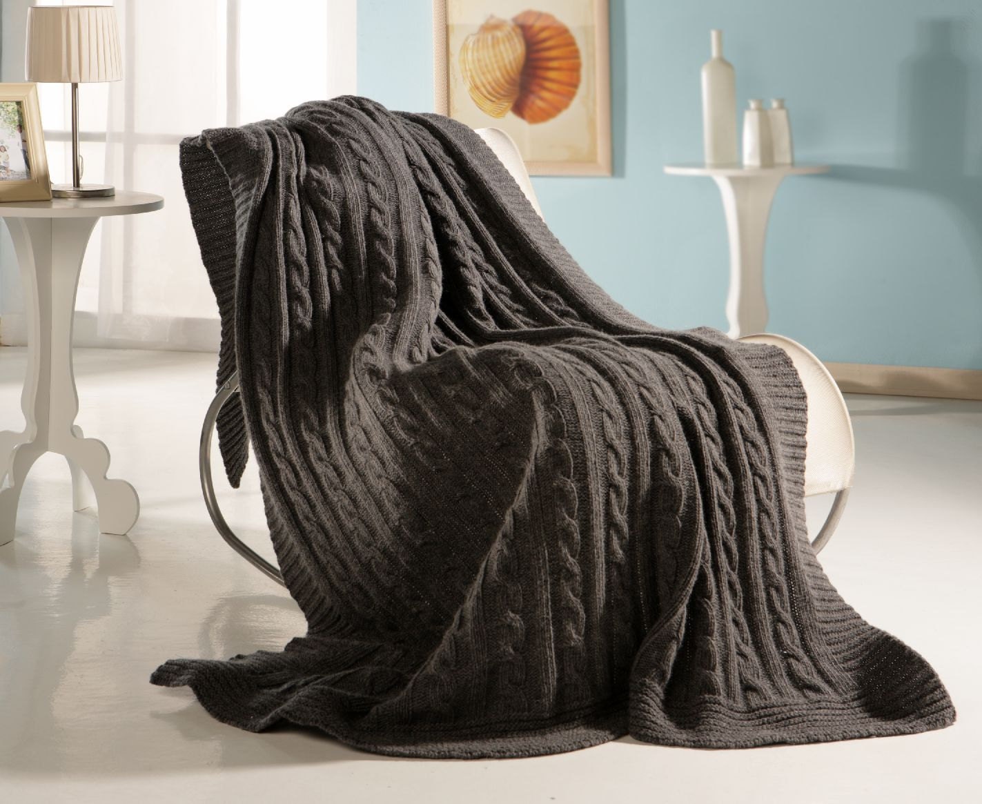 CASHMERE BLEND KNITTED hand made Plaid Throw blanket now Price Etsy