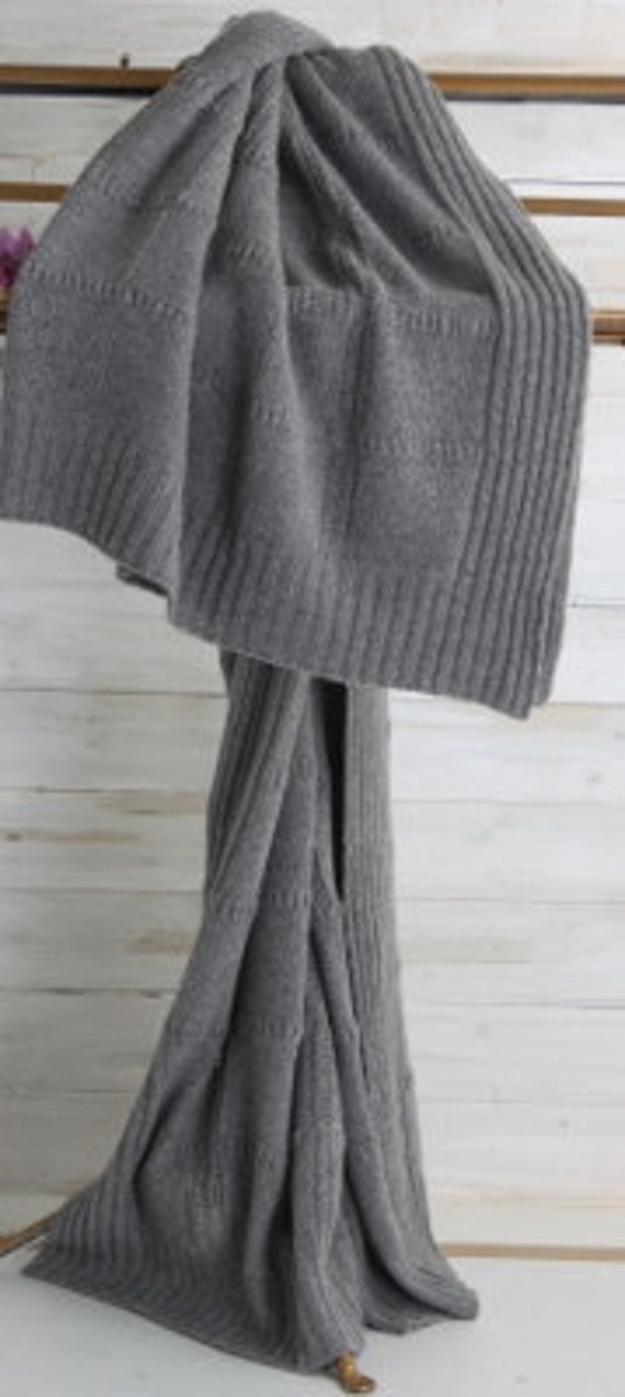 Queen Size WINTER knitted cashmere blanket checked working Etsy