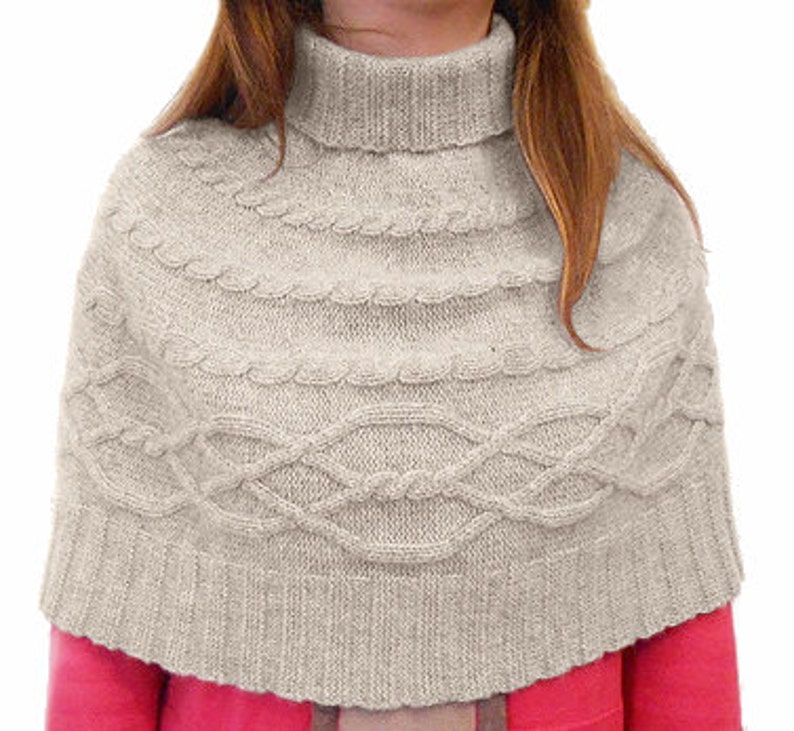 Wedding accessories made in Italy Free Shipping Pure CASHMERE Knitted Turtleneck CAPELET Shoulder Warmer Plait pattern Ivory natural color