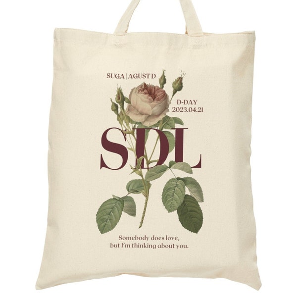 SDL: Somebody Does Love | Agust D, D-Day Cotton Canvas Tote Bag | BTS, Min Yoongi, Suga, Min Pd, Genius Lab