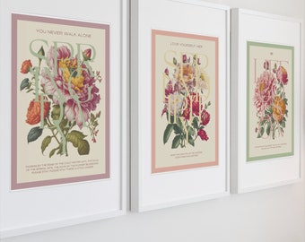 Set of 3 Botanical BTS Digital Art Prints | Spring Day, Serendipity, and Life Goes On | INSTANT DOWNLOAD, Printable Posters