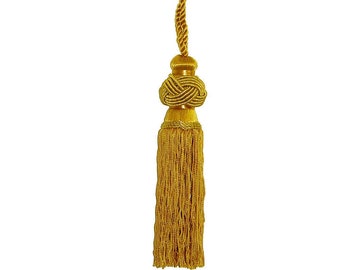 Metallic gouden turkse knoop 6 inch rayon kwastje 3 inch lus