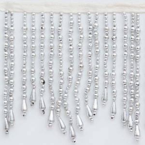 6 inch acrylic glass beaded fringe for lampshade or curtains- price by the yard