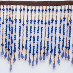 5 inch acrylic glass beaded fringe for lampshade or curtains - by the yard - 952