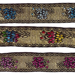 1 Inch wide Metallic gold lurex woven jacquard ribbon 5 Yards