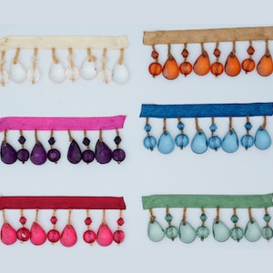 1 inch acrylic and glass beaded fringe for lampshade or curtains - price by the yard