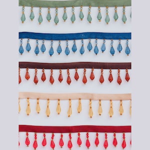 1 inch acrylic and glass beaded fringe for lampshade or curtains - price by the yard