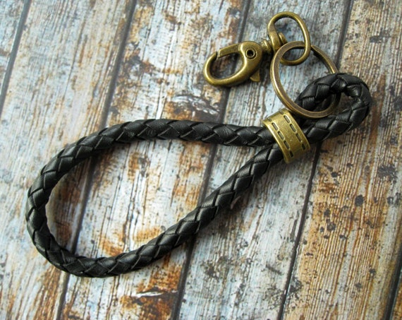 braided leather keychain