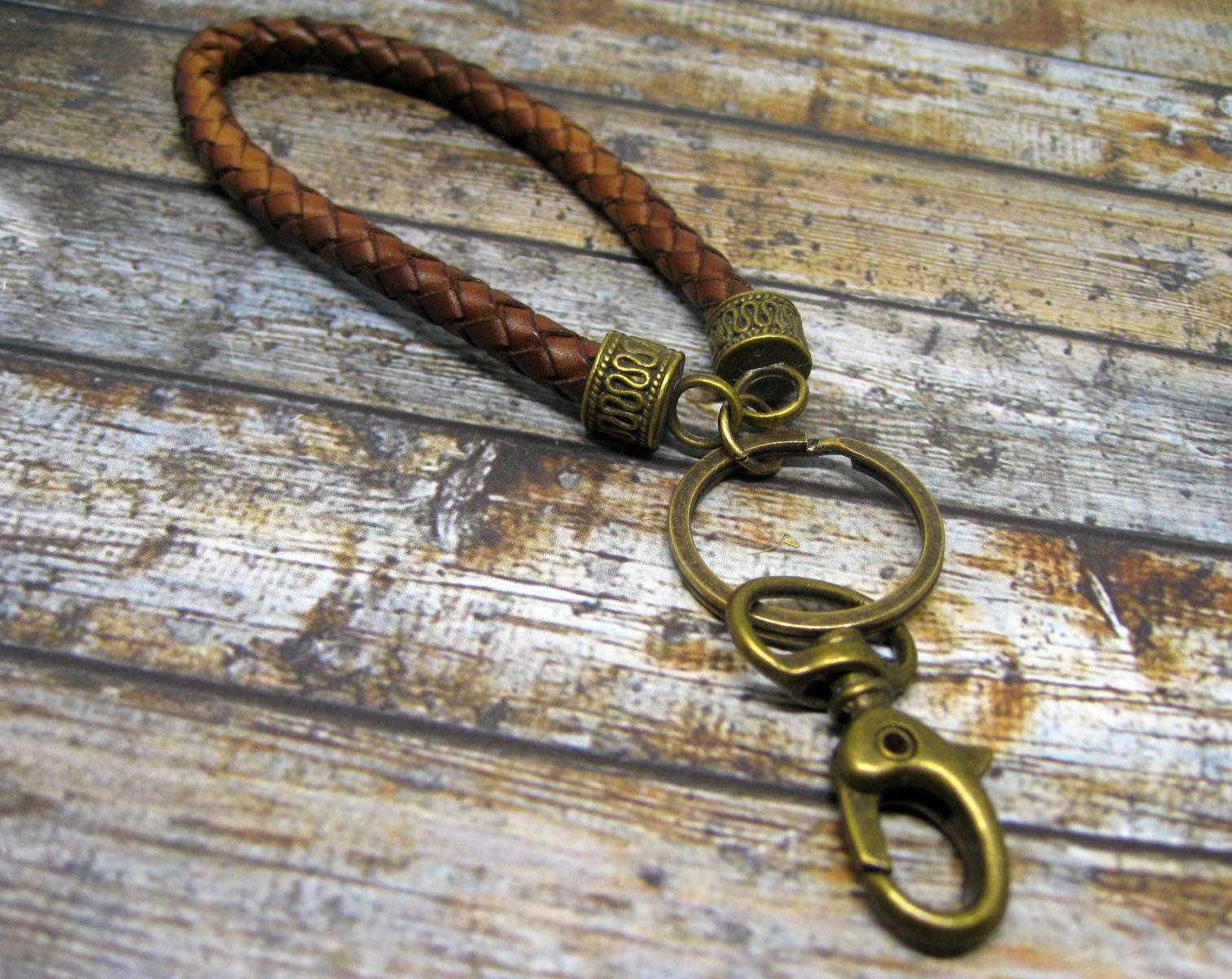Braided leather keychain. Mens leather key fob. Mens gift. Etsy