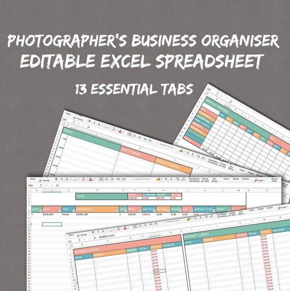 photographers excel planner spreadsheets for business etsy excel planner