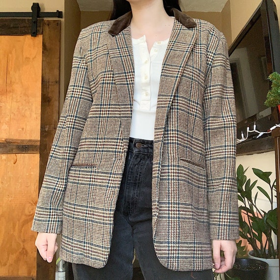 vintage plaid oversized blazer