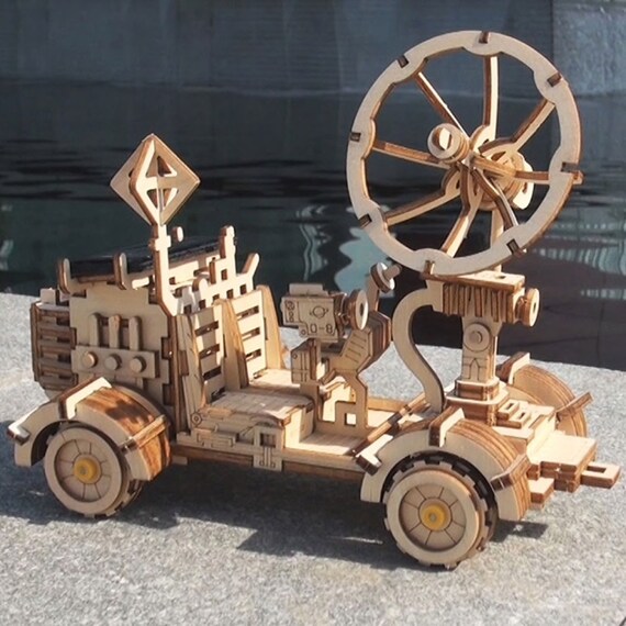 Solar Powered Moving Toy Moon Buggy 3d Wooden Puzzle Model Kit