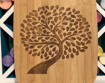 Custom Cutting Board: Balanced Tree // Wood Burned Customized Kitchen Decor Art With Handle // Gift Ideas for Women Mom Her Family // Etched