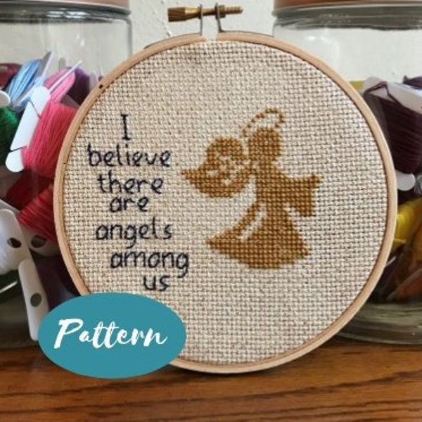 Beginner Cross Stitch Pattern: Angel // Custom Patterns Embroidery Design Kit // DIY Craft Kits for Adults // Religious Gifts Decor Hoop Art