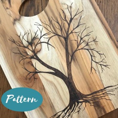 custom wood burning patterns heart tree easy pattern etsy