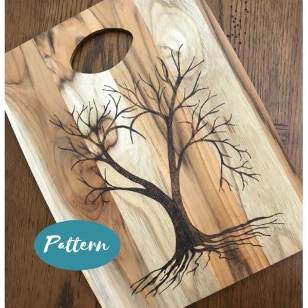 Custom Wood Burning Patterns: Heart Tree // Easy Pattern Template Design // Pyrography Art // Instant Download PDF File // Cutting Board
