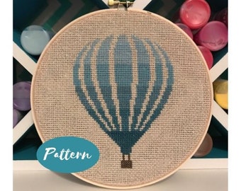 Beginner Cross Stitch Pattern: Hot Air Balloon / Custom Embroidery Design Kit / DIY Craft Kits for Adults / PDF Decorations Decor Hoop Art