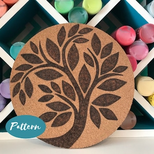 Benutzerdefinierte Holz Brennmuster: Runder Baum // Einfaches Muster Template Design // Brandmalerei Kunst // Sofortiger Download PDF Datei // Schneidebrett