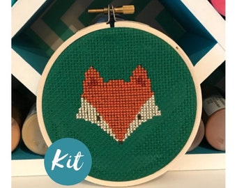 Sleeping Fox Cross Stitch Pattern PDF Instant Download Embroidery Cute Wall Decor Nursery Cross Stitch Fox Cross Stitch Green