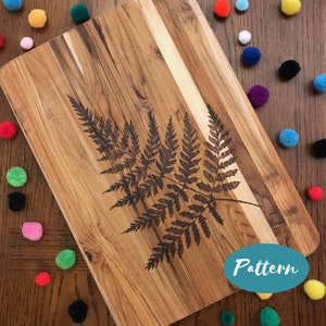 Benutzerdefinierte Holz Brennmuster: Farn // Einfaches Muster Template Design / Blatt Natur Brandmalerei Art / Instant Download PDF Datei // Schneidebrett
