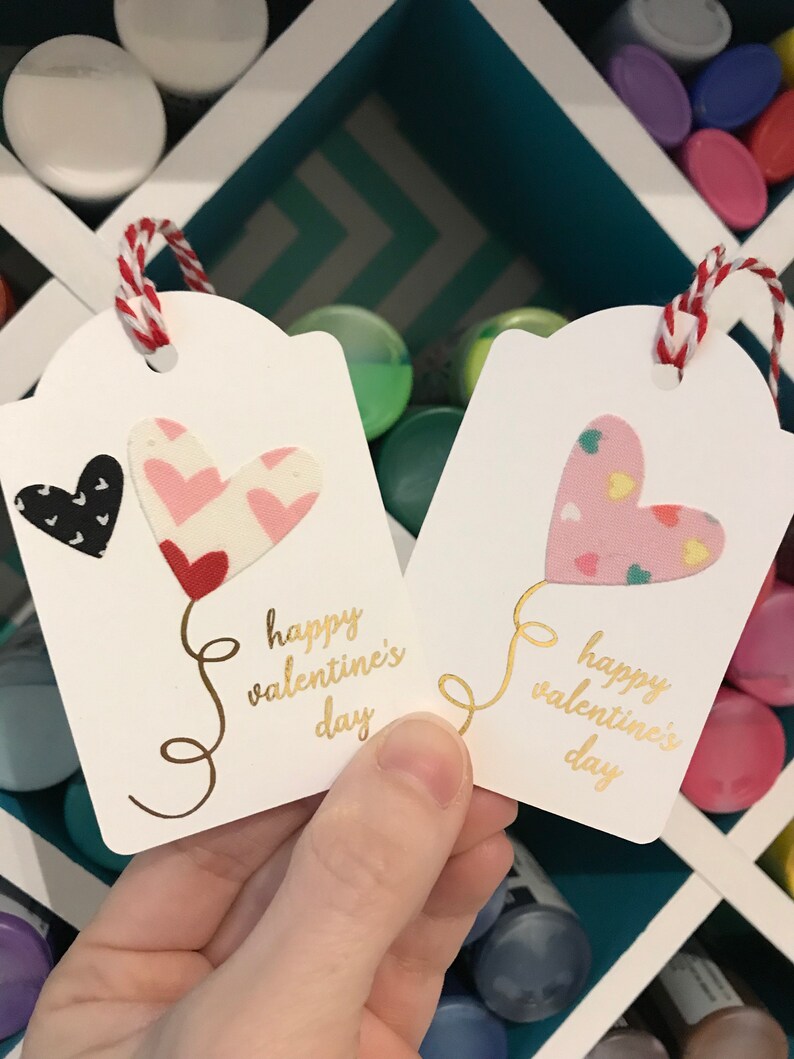 DIY Card Making Kit: Happy Valentine's Day Gift Tags / Fabric Art Craft Kits for Adults Teens / Custom Gold Foil Handmade Set Classroom Idea image 5