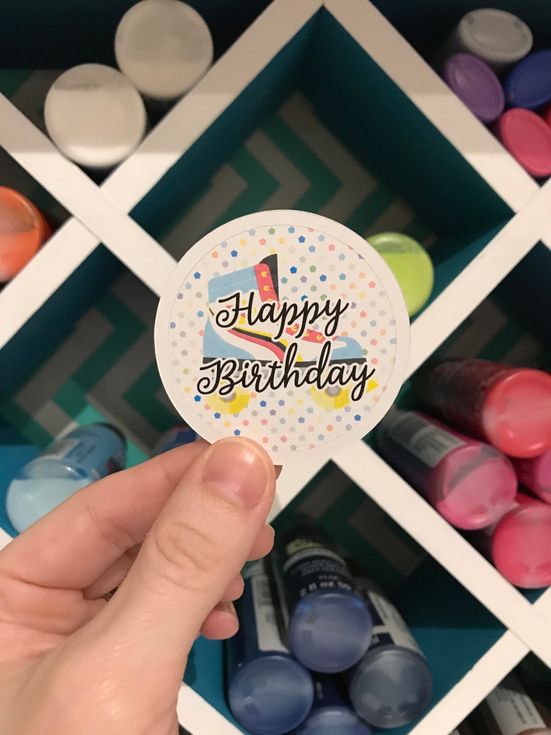 Custom Party Stickers Skate Party Happy Birthday Tags Sticker Etsy