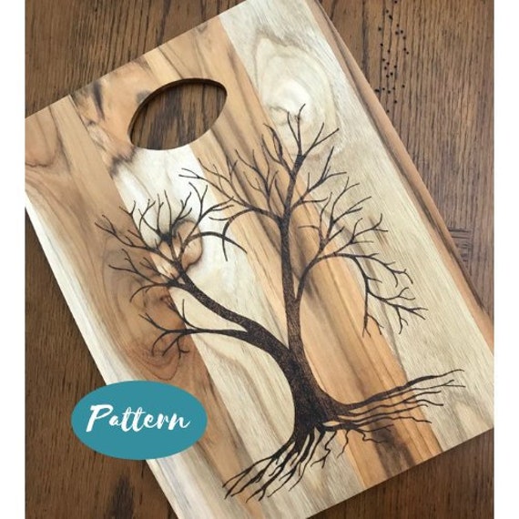 Custom Wood Burning Patterns: Swirly Tree // Easy Pattern Template Design  // Pyrography Art // Instant Download PDF File // Cutting Board