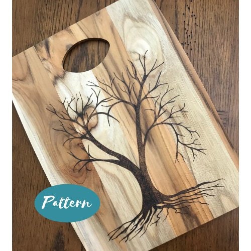 Custom Wood Burning Patterns: Cactus // Easy Pattern Template Design //  Pyrography Art // Instant Download PDF File // Cutting Board Gift 