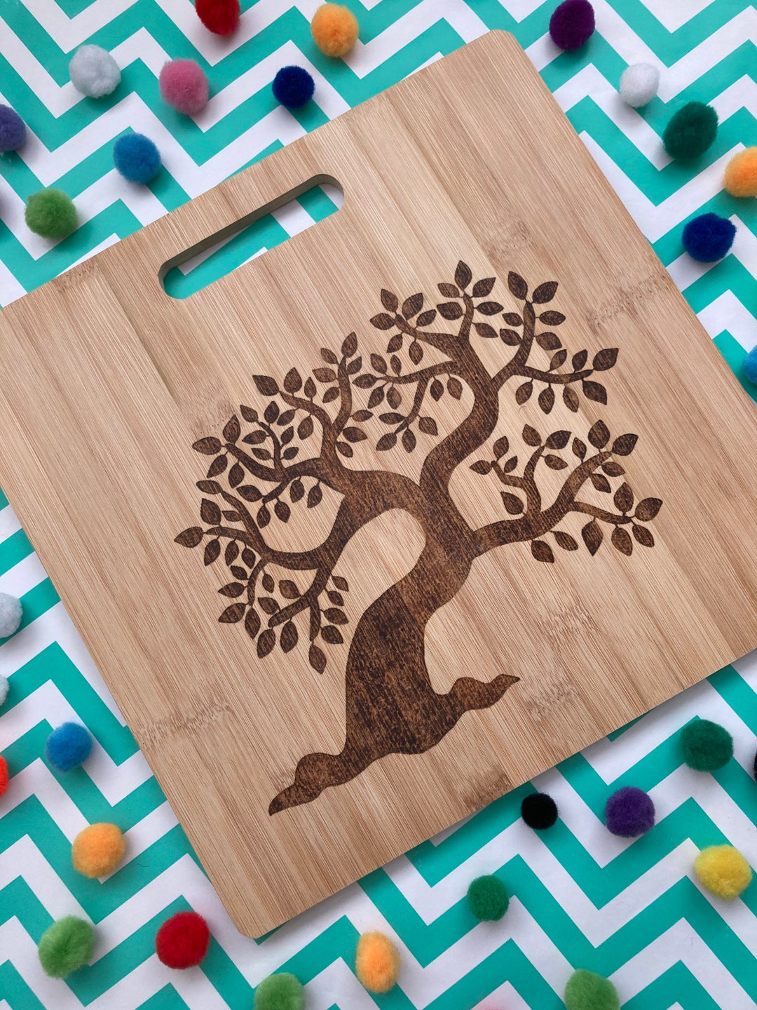 Custom Cutting Board Tree // Wood Burned Customized Kitchen Decor Art