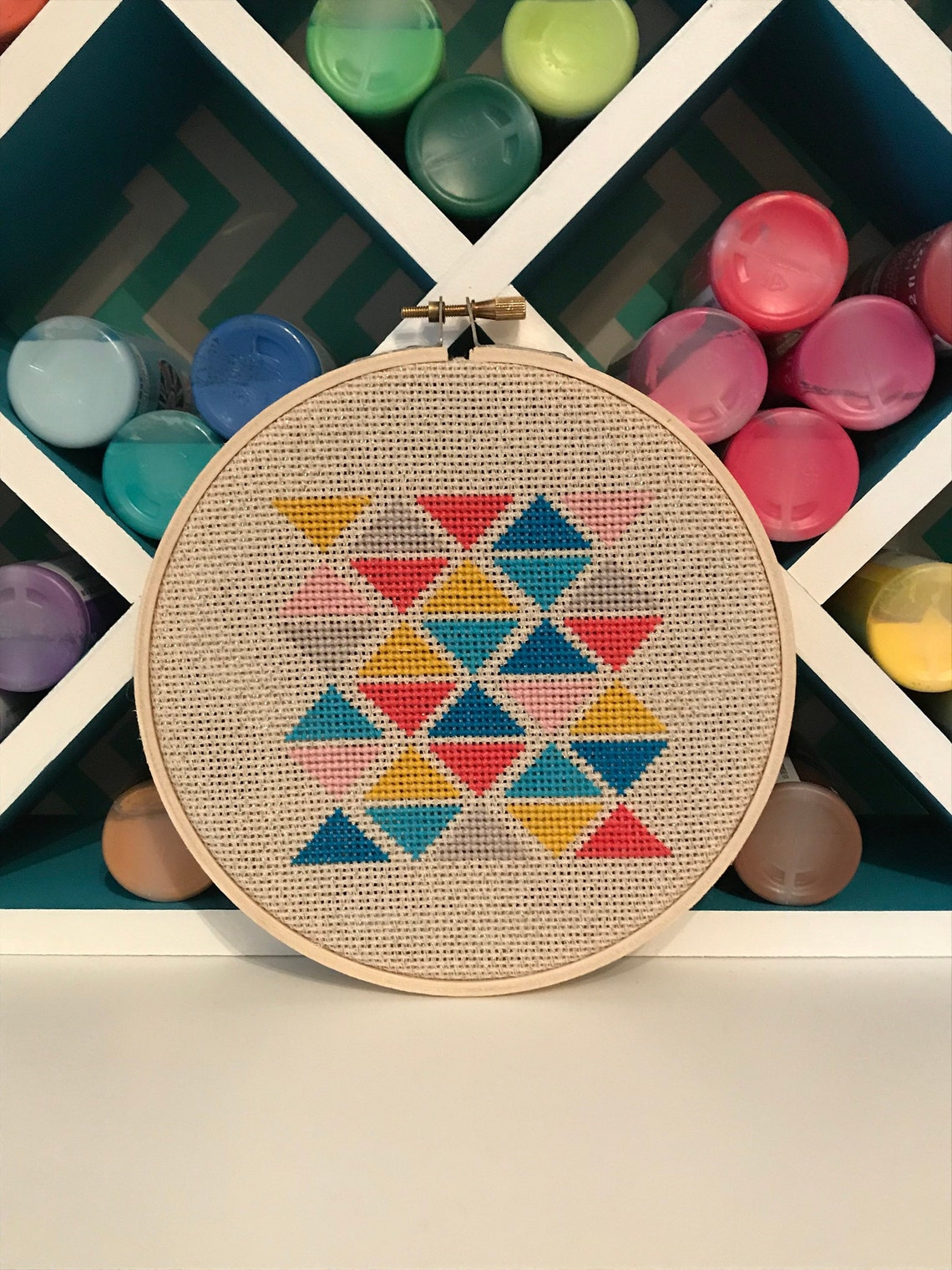 Beginner Cross Stitch Pattern: Geometric Triangles / Custom | Etsy