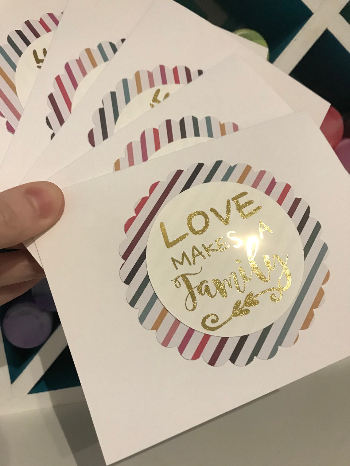 Handmade Gold Foil Greeting Card Set: Love Makes a Family // Foiled ...
