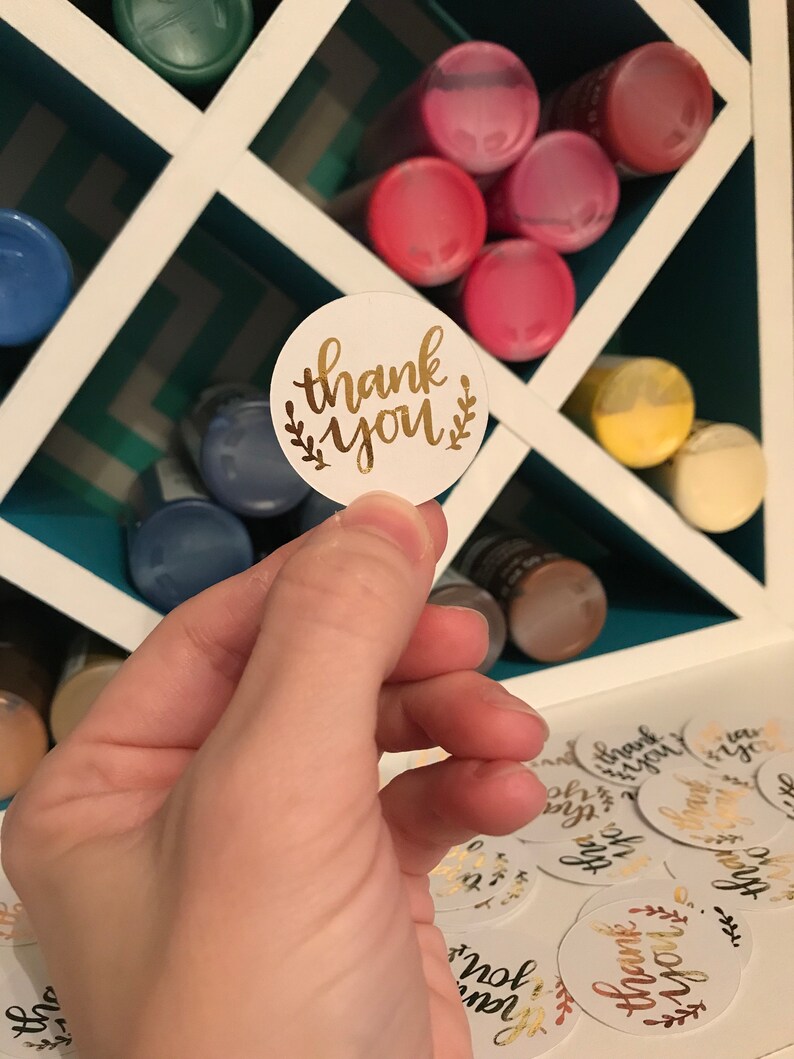 25 Gold Foil Thank You Stickers // Custom Labels for Packages - Etsy