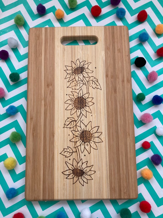 Woodburned Sunflower Cutting Board 