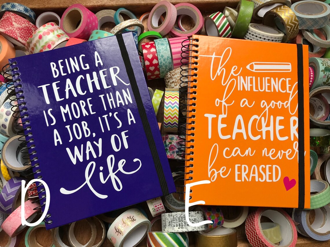 Custom Teacher Gift Notebook with Quote // Spiral Notepad Etsy