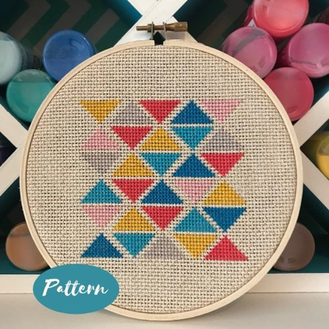 Beginner Cross Stitch Pattern: Geometric Triangles / Custom Embroidery ...