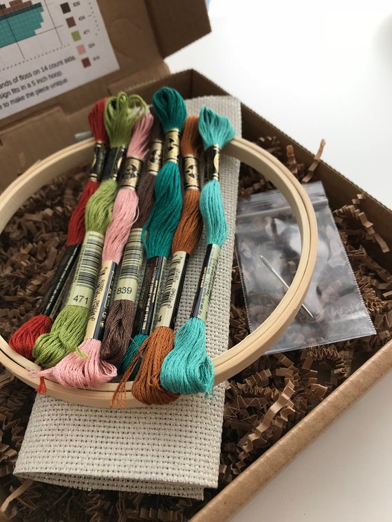 Beginner Cross Stitch Kit: Bonsai Tree / Custom Embroidery Design Pattern /  DIY Craft Kits for Adults / Digital Download / Asian Hoop Art 