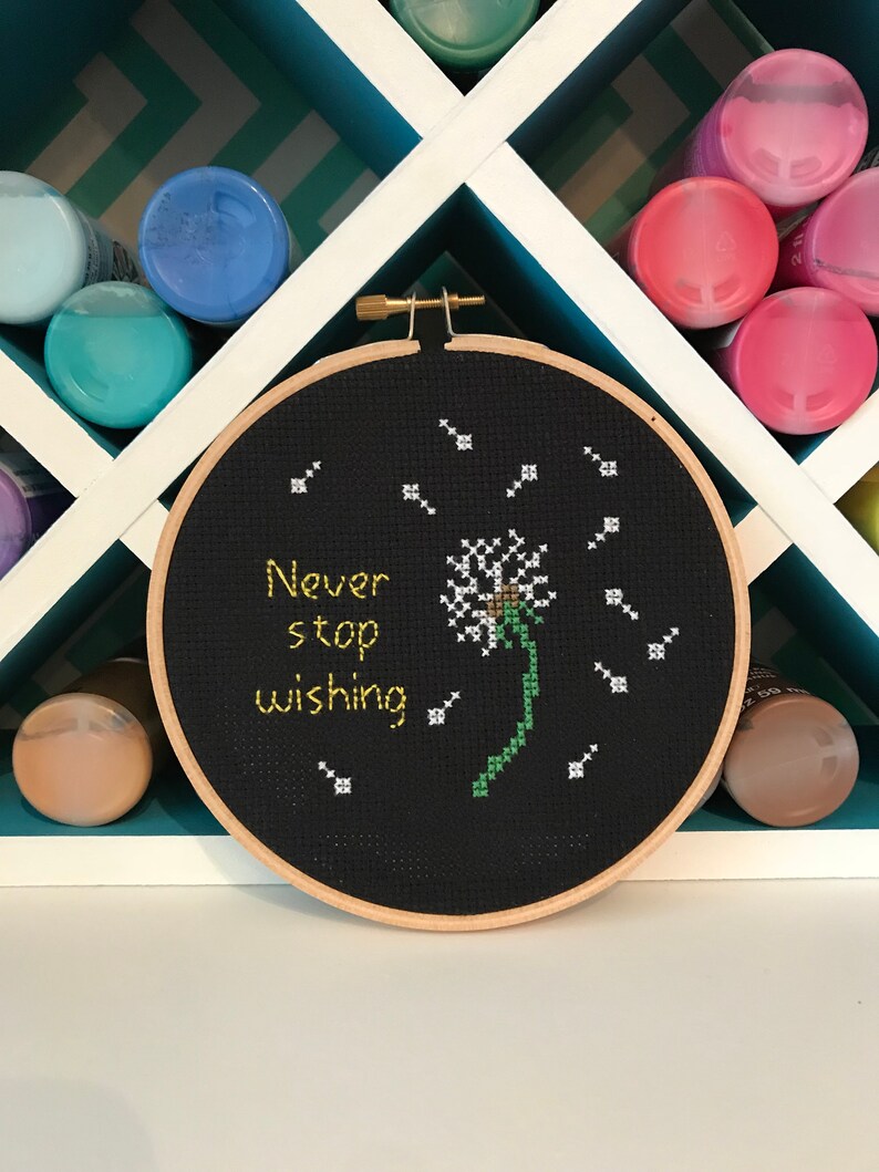 Beginner Cross Stitch Kit Dandelion // Custom Embroidery Etsy