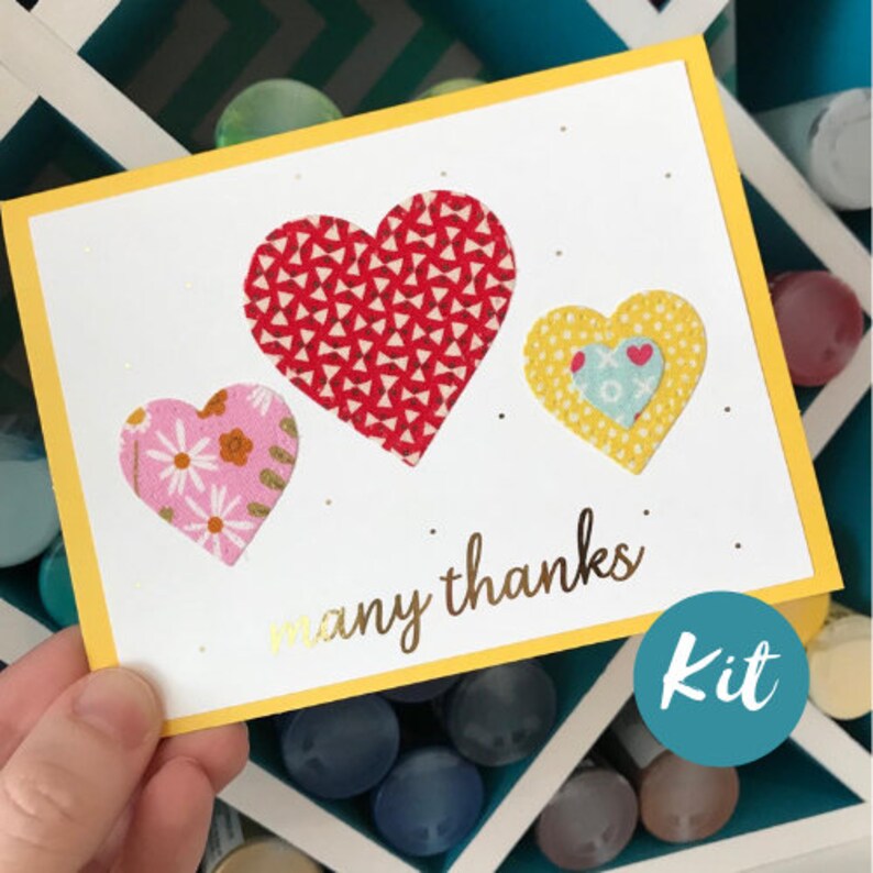 DIY Card Making Kit Many Thanks / Thank You / Fabric Art Etsy Ireland