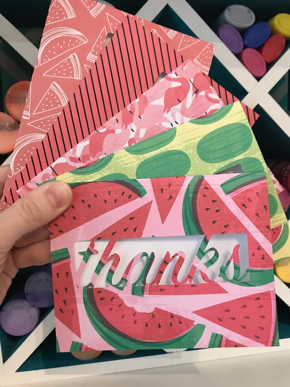 Handmade Greeting Card Set Thanks / Thank You Cut Out Cards / Custom