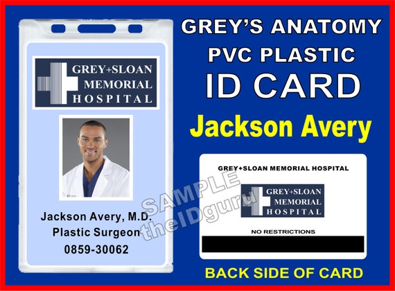 grey s anatomy jackson avery s id badge card prop etsy