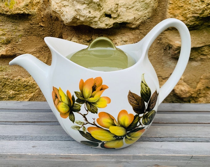 Midwinter Magnolia Tea Set - Vintage 1960s Green & Yellow 23-Piece Set including Teapot, Cups, Saucers, Plates