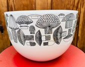 Finel Arabia Mushroom Enamel Bowl - 1950 39 s Iconic Black White Finnish Design by Kaj Franck and Esteri Tomula, Large 8.25 quot Size