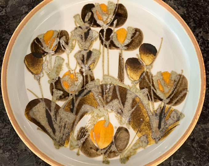 Royal Copenhagen Siena Dish by Ellen Malmer, 1970s Orange & Brown Abstract Floral Decor Bowl from Denmark