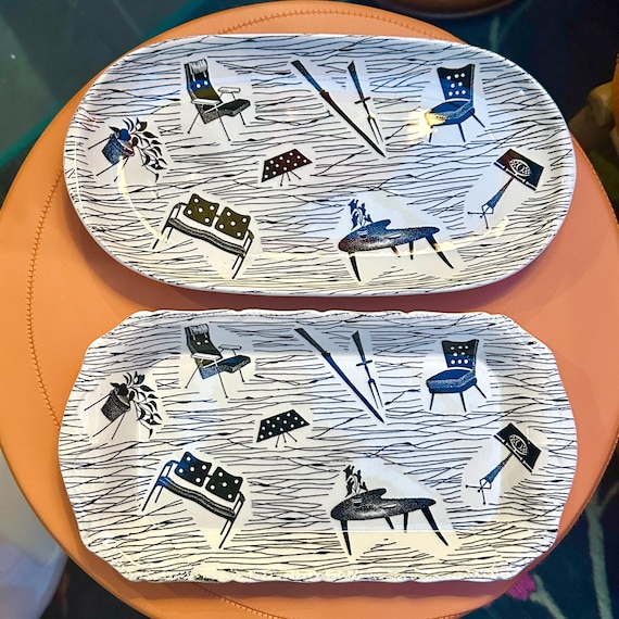 Ridgway Homemaker 1950s China - Black and White Iconic British