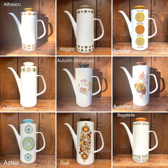 J&G Meakin Coffee Pots Studio 2 Shape, 1960s - 1970s, Fantastic