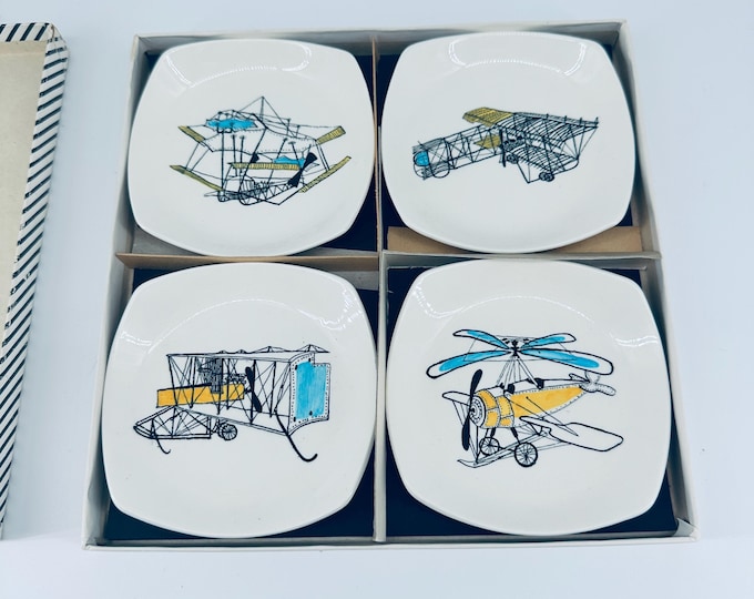 Midwinter Terence Conran Vintage Aircraft Boxed Pin Dishes Set - Transport Collectors Series 1950s