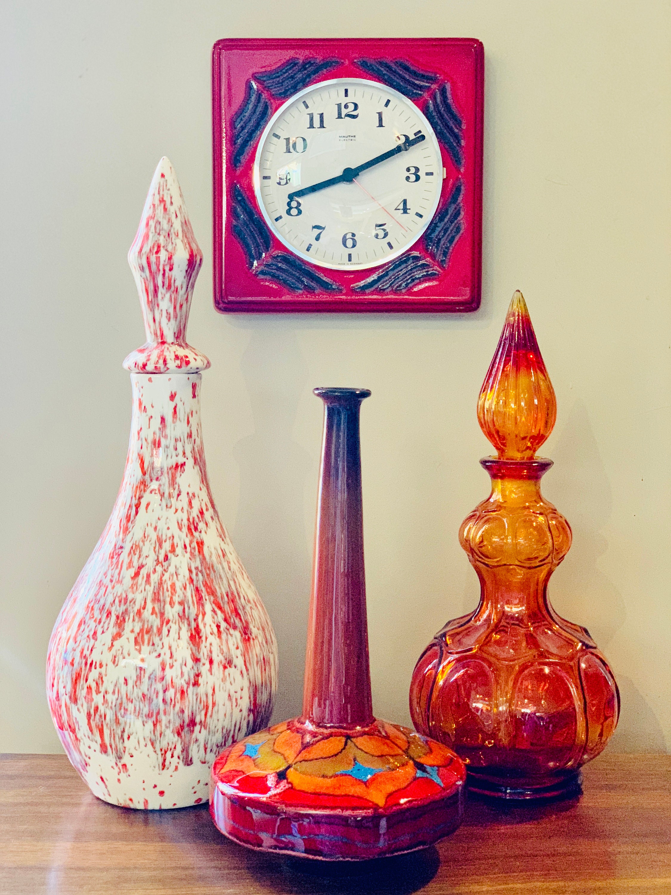 Santo Stefano di Camastra Sicilian Pottery Funnel Vase in Red