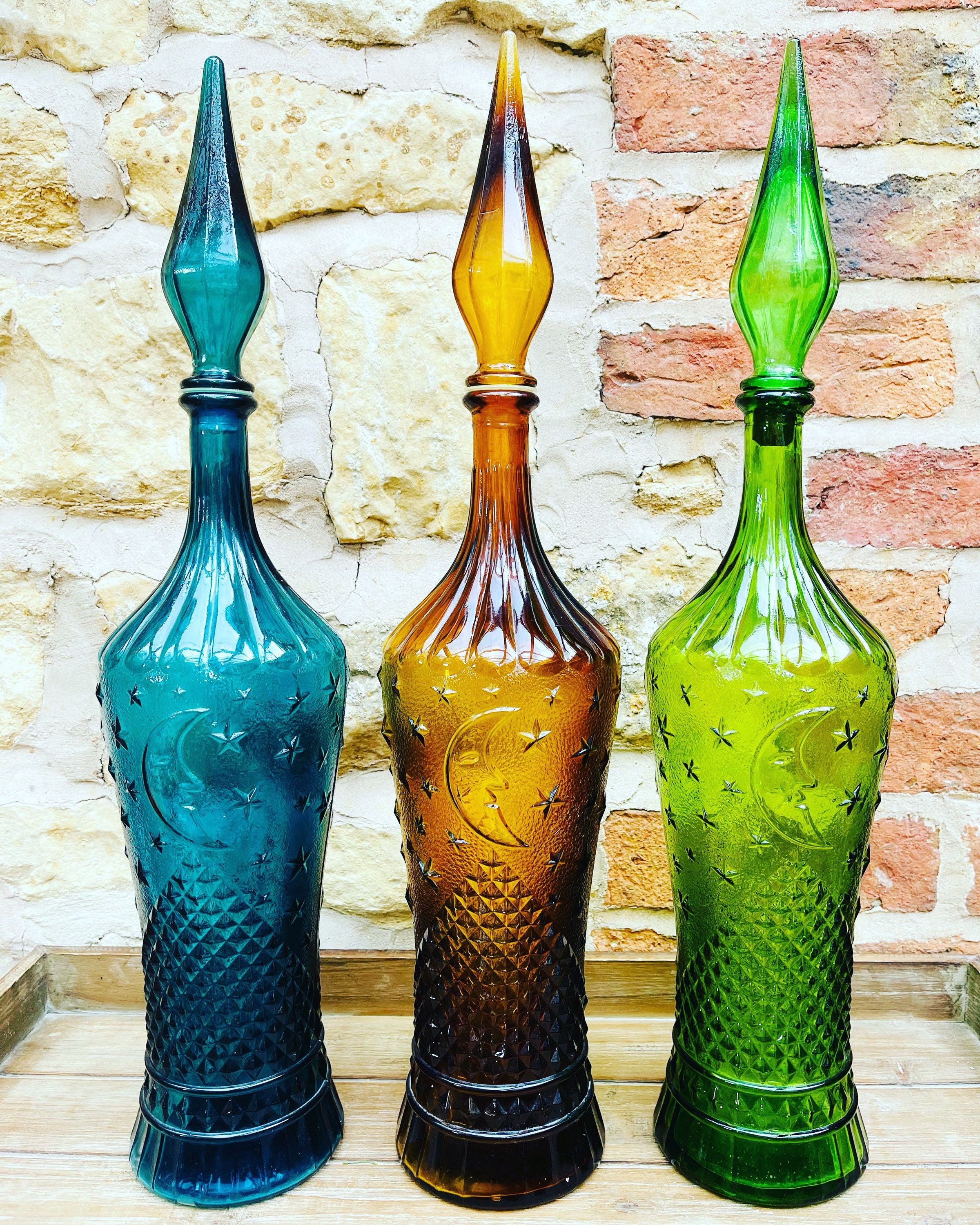 Genie Bottles Moon And Stars Pattern Vintage Italian Decorative